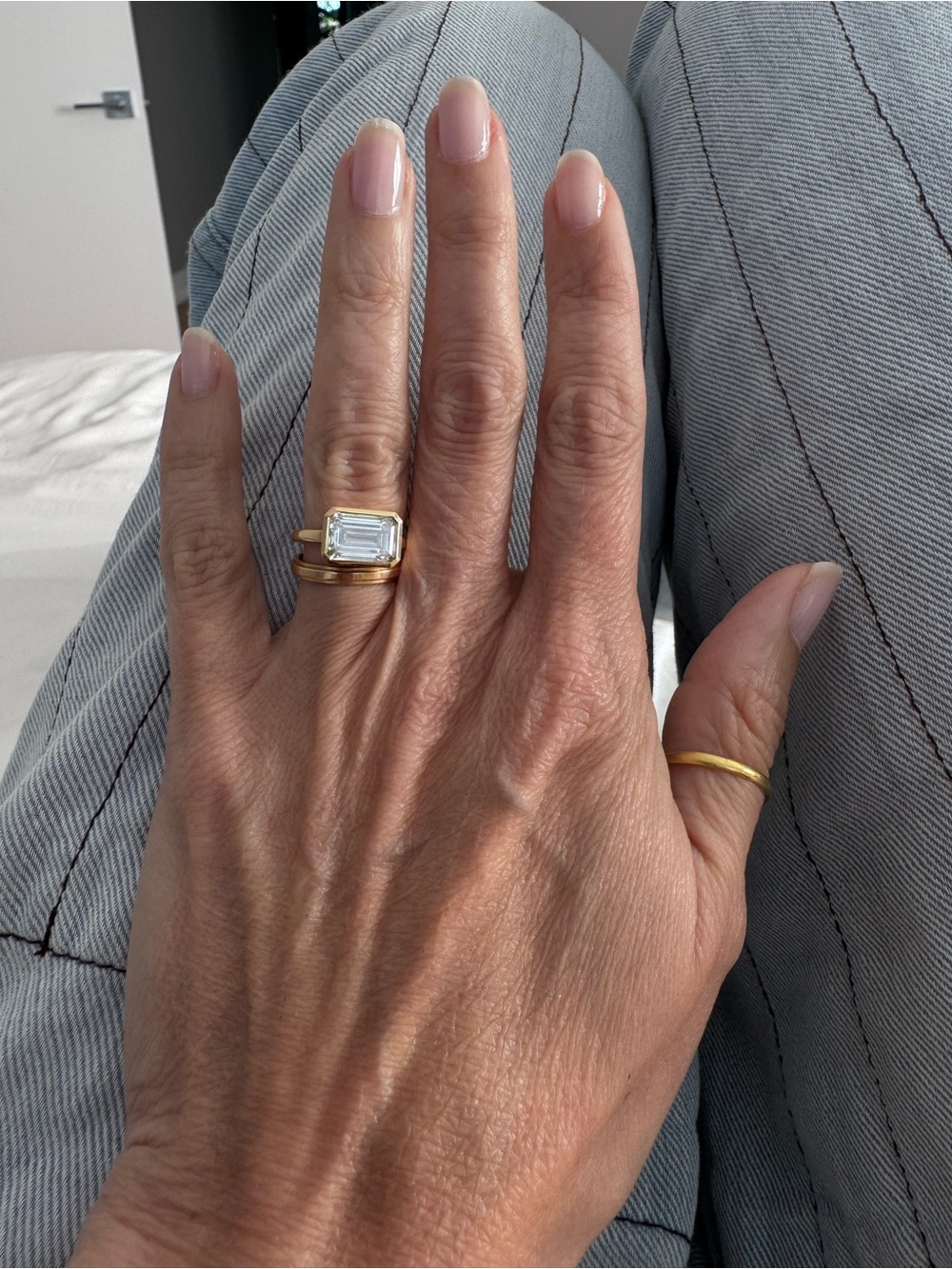 18K 2.76CT D VVS1 Bezel Set Emerald Cut Diamond Ring Brent Neale Inspired
